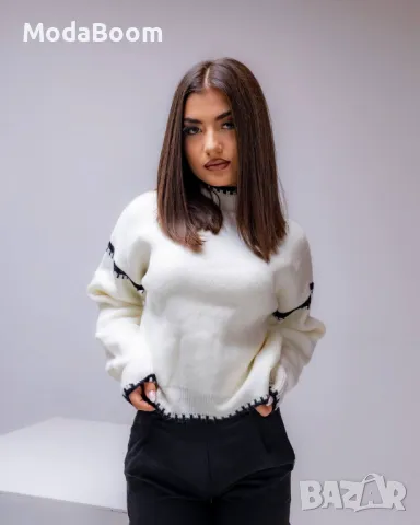 Бял дамски пуловер , снимка 4 - Блузи с дълъг ръкав и пуловери - 48067171