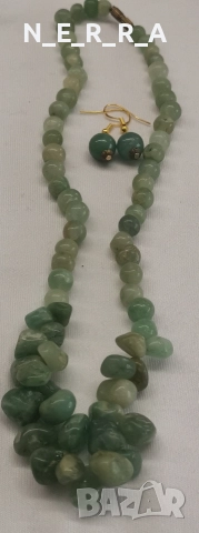 Комплект естествен камък-нефрит, снимка 2 - Бижутерийни комплекти - 52869766