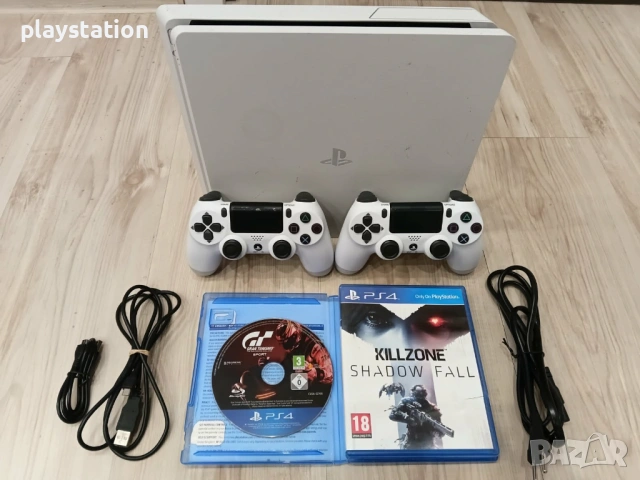 🤍 PS4 SLIM БЯЛ – 190 € (ПЪЛЕН КОМПЛЕКТ!)