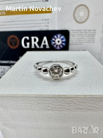 Сребърен пръстен с мойсанит (Диамант) 0.5 карата, снимка 8 - Пръстени - 50799593