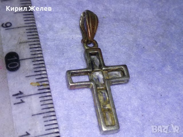 СТАРО СРЕБЪРНО КРЪСТЧЕ СРЕБРО 925 с ФАСЕТИРАНИ ИСКРЯЩИ КРИСТАЛИ Едното КАМЪЧЕ ЛИПСВА! 40508, снимка 12 - Колиета, медальони, синджири - 43225044