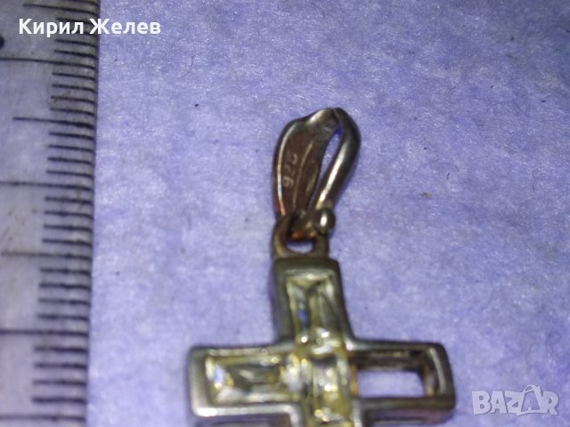 СТАРО СРЕБЪРНО КРЪСТЧЕ СРЕБРО 925 с ФАСЕТИРАНИ ИСКРЯЩИ КРИСТАЛИ Едното КАМЪЧЕ ЛИПСВА! 40508, снимка 8 - Колиета, медальони, синджири - 43225044