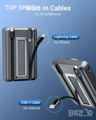 Преносимо зарядно устройство Magsafe 10000mAh, безжична магнитна захранваща банка, снимка 6 - Оригинални зарядни - 48762325