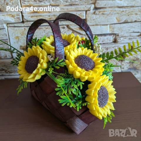 Ароматни сапунени слънчогледи в кошничка - носещи усещане за лято и уют , снимка 4 - Декорация за дома - 53463977