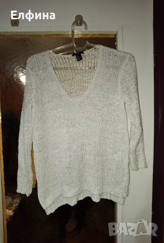 Бяла плетена дамска блуза
