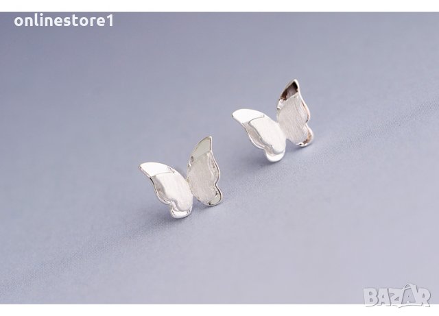 Сребърни Обеци 3D Пеперуда - 925 печат сребро BT405, снимка 1 - Обеци - 28148431