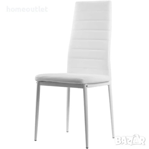 ПРОМОЦИЯ Трапезен стол с дамаска от PU кожа в бяло C-LLM-G0801W