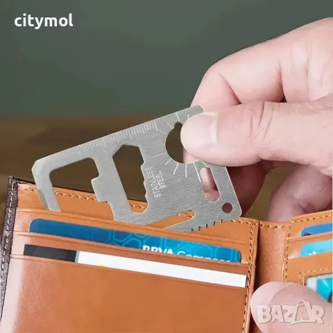 Мултифункционален инструмент 11 в 1 с размер на кредитна карта, снимка 4 - Оборудване и аксесоари за оръжия - 48419620