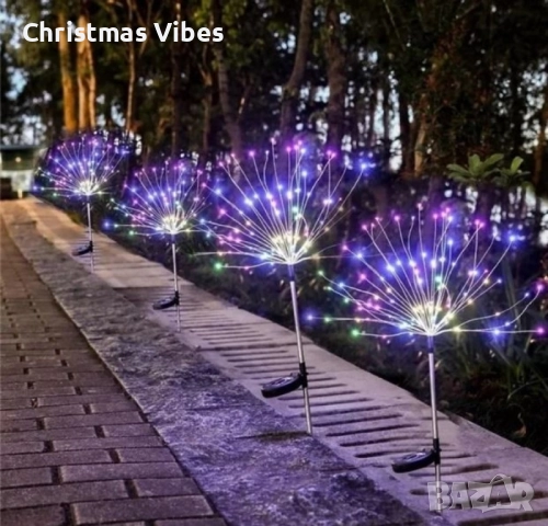 Соларно глухарче (коледна украса) - жълто, шарено - 2бр в опаковка, снимка 11 - Соларни лампи - 52095358