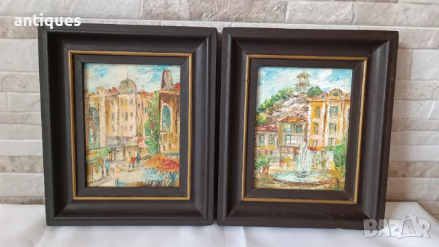 Картини "Пловдив" комплект два броя - 21/18см - Х.Журналов