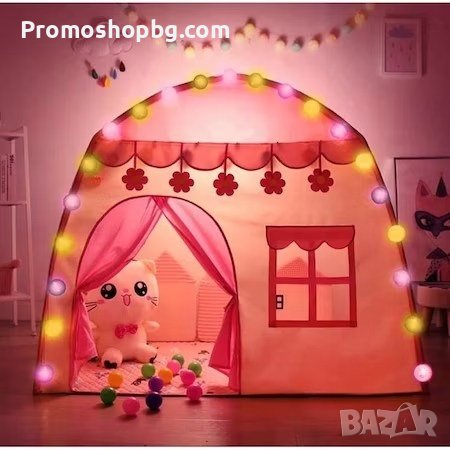 Детска палатка за игра/къщичка + LED Лампи + чанта за съхранение, снимка 2 - Други - 40121346