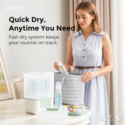 Стерилизатор и сушилня за шишета Momcozy 4 в 1, капацитет 6 шишета, снимка 5 - Стерилизатори - 53383157