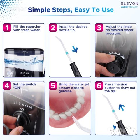 Elevon Premium Water Flosser Kit за семейни стоматологични грижи, снимка 5 - Други - 44082197