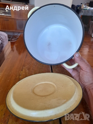 Стара Емайлирана тенджера #8, снимка 3 - Други ценни предмети - 51936544