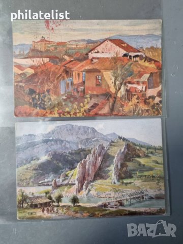 2 картички - със цензорни печати , с марки 3 стотинки надпечатка , редки с различни сюжети, снимка 1 - Филателия - 38332488