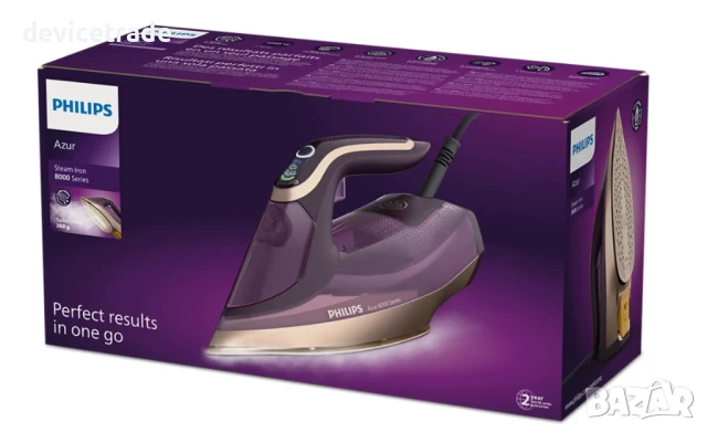 Ютия PHILIPS Azur 8000 DST8040/30, 3000W, 260g/min, 350ml, снимка 7 - Ютии - 51257555