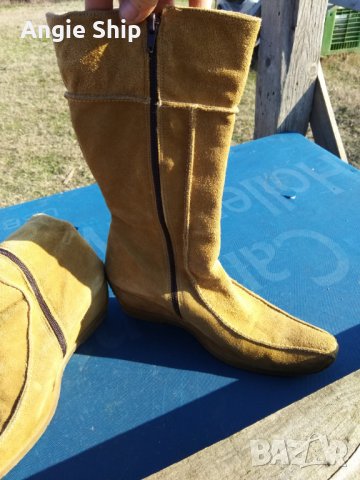 дамски боти до естествена кожа - велур, снимка 2 - Дамски боти - 26591352