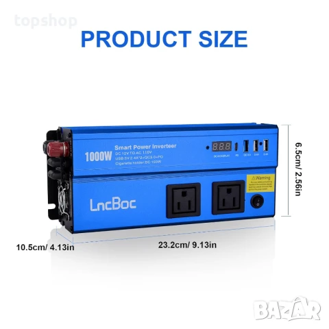 Чисто нов Инвертор LncBoc захранване за кола 1000 W DC 12 V към AC 220 V 240 V, снимка 2 - Аксесоари и консумативи - 50662643