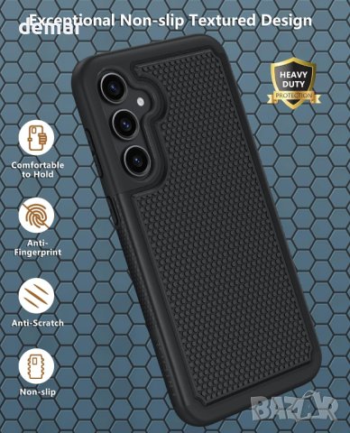 FNTCASE Двуслоен противоударен калъф  за Samsung Galaxy S23 FE, черен, снимка 3 - Калъфи, кейсове - 43573721