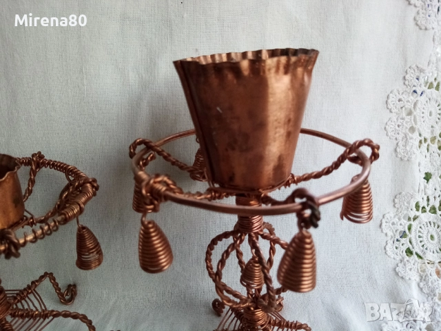 Винтидж свещници от мед, снимка 4 - Декорация за дома - 51629530