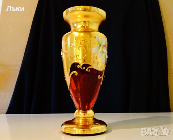 Bohemia кристална ваза,злато. , снимка 2 - Вази - 33145692