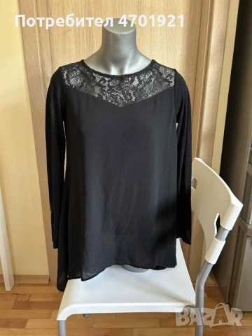 Черна дамска блуза Francomina, снимка 5 - Блузи с дълъг ръкав и пуловери - 53215741