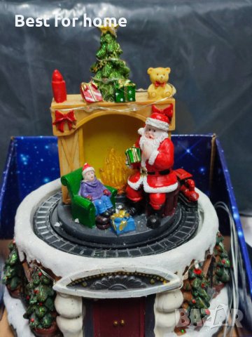 Коледна вълшебна сцена - Дядо Коледа-Светеща и музикална, снимка 3 - Декорация за дома - 43265943