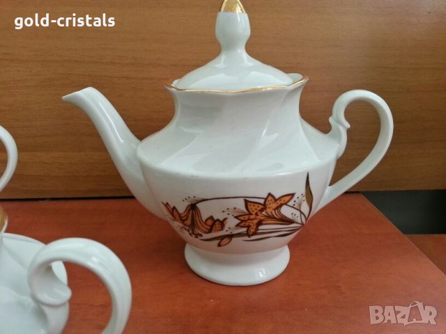 руски  порцелан чайник  захарница латиера , снимка 2 - Антикварни и старинни предмети - 27021724