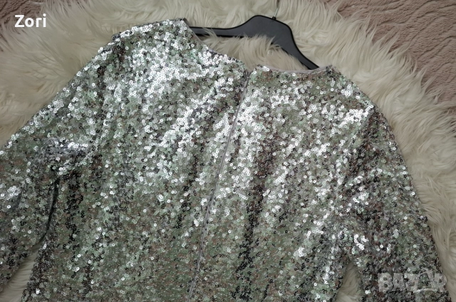 ВПЕЧАТЛЯВАЩА рокля, цялата в сребристи пайети, снимка 8 - Рокли - 52585391