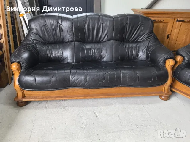 Комплект дивани - Естествена кожа, снимка 2 - Дивани и мека мебел - 49338615