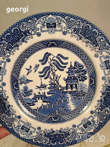 две чинии английски порцелан Old Willow   25/2, снимка 5 - Чинии - 50050705