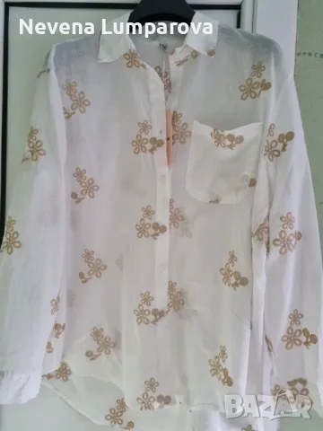 Дамска бяла риза с бродерия , снимка 1
