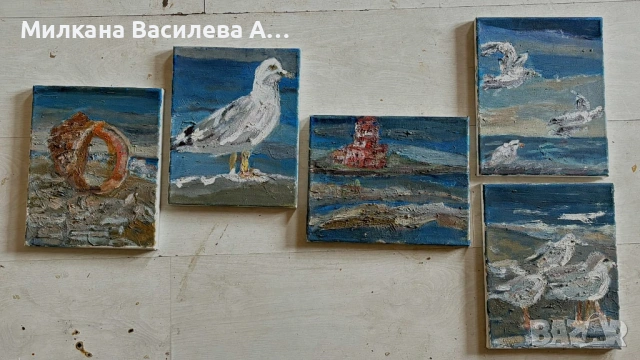 Нос Шабла - морска картина от 5 оригинални маслени платна