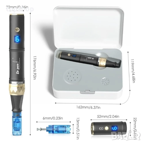 Нов Dr.pen A8S Микронидлинг писалка с 2 броя батерии, безжичен/кабелен режим, 7 патрона 12/18/24/..., снимка 8 - Друга електроника - 51765224