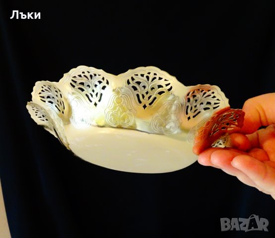 Старинна месингова фруктиера,маркирана. , снимка 3 - Антикварни и старинни предмети - 29068993