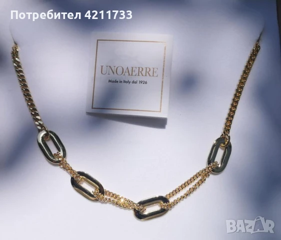 дизайнерски италиянски ПОЗЛАТЕН гердан колие НОВО, снимка 3 - Колиета, медальони, синджири - 50726562