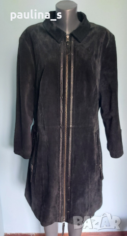 Манто ”Ulla Popken” / естествен велур и кожа / голям размер , снимка 3 - Палта, манта - 16951950