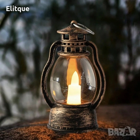 Мини ретро фенер – LED лампа-свещ с безопасна реалистична светлина, снимка 3 - Декорация за дома - 52851198