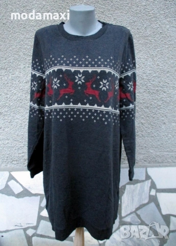 3XL/4XL Нова  блуза в сиво с еленчета