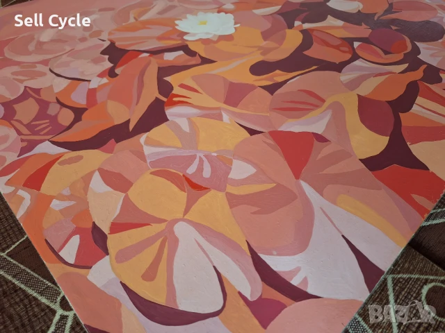 ✅КАРТИНА МАСЛО - ЛИЛИЯ В РОЗОВО - 120/80 СМ. ❗, снимка 7 - Картини - 51413553