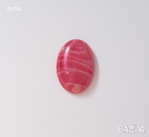 Естествен полускъпоценен камън кабошон- розов родонит, снимка 1 - Колиета, медальони, синджири - 36551259