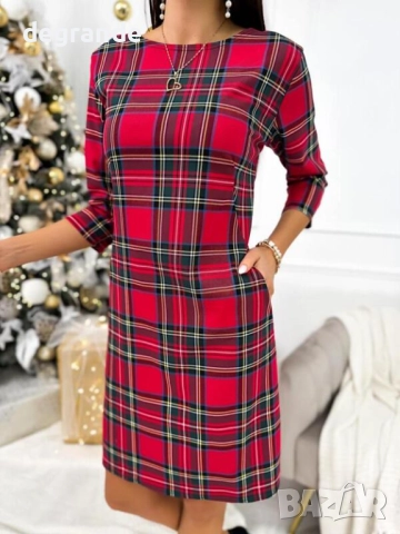 Карирана дамска рокля , снимка 2 - Рокли - 52621964