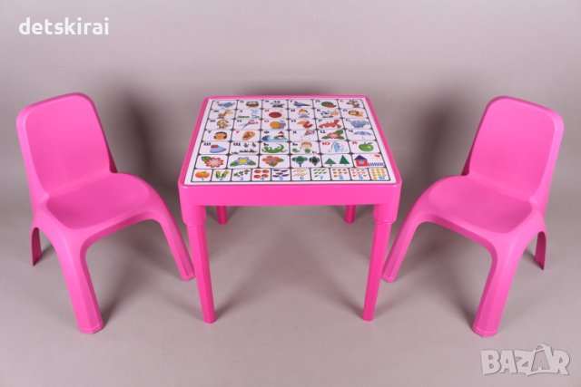 Детска маса с 2 столчета, снимка 3 - Мебели за детската стая - 38674595