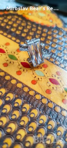 Дизайнерски фрезован със сърца , сребърен пръстен със циркони размер 17мм