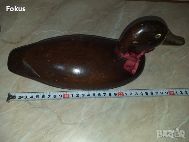 Страхотна стара дървена патица патка с бронзова човка, снимка 4 - Антикварни и старинни предмети - 43414176