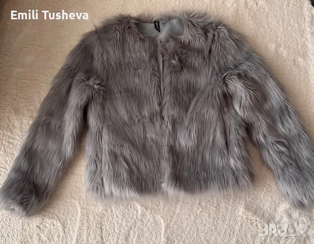 Стилно пухкаво палто в сиво H&M, снимка 2 - Палта, манта - 48841379