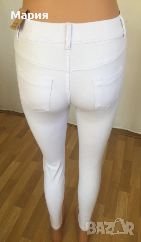 36 С Нови Дамски Дънки Еластични тип Клин Накъсани Бяло-сини с етикет Laulia Fashion Style, снимка 13 - Дънки - 51823135