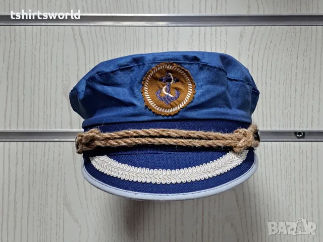 Нова капитанска шапка с Котва в син цвят, Унисекс, снимка 6 - Шапки - 47689459