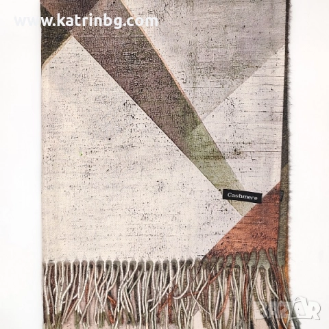 Комплект кашмирен шал на геометрични фигури и ръкавици в зелено-Елегантен Код на продукта:DAK-0022, снимка 2 - Подаръци за жени - 52201204