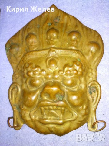 СТАРА ТРАДИЦИОННА АЗИАТСКА ЕТНОГРАФСКА МЕДНА МАСКА ПАНО за СТЕНА КОЛЕКЦИЯ МАЙСТОРСКА ИЗРАБОТКА 41314, снимка 5 - Колекции - 43738815